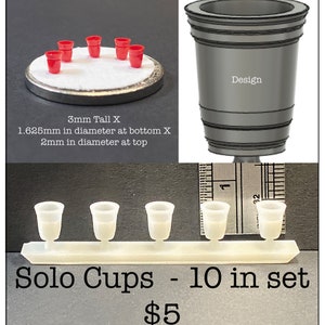 1:48 Scale Solo Cups (10 in set) Kit * Dollhouse Miniature * O Scale / Gauge * 3D Printed * ShopMiniDecorandMore * Diorama * Model Train