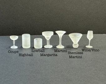 1:12 Scale Glasses Kits CHOICE * Dollhouse Miniature * 3D Printed * ShopMiniDecorandMore * Diorama * Model Train