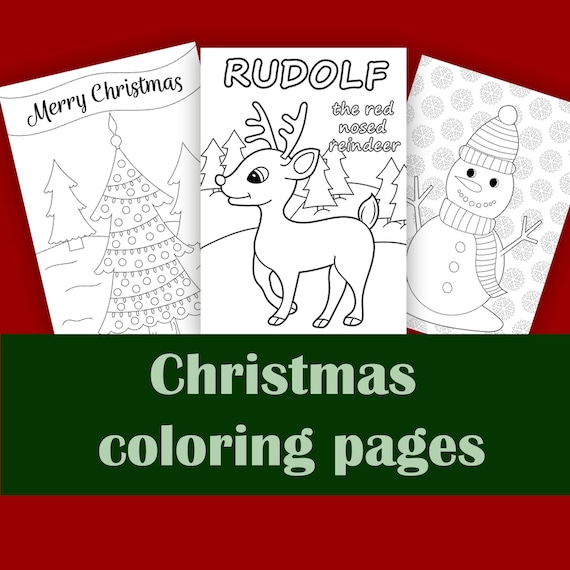 Christmas Coloring Pages: snowman reindeer Christmas tree