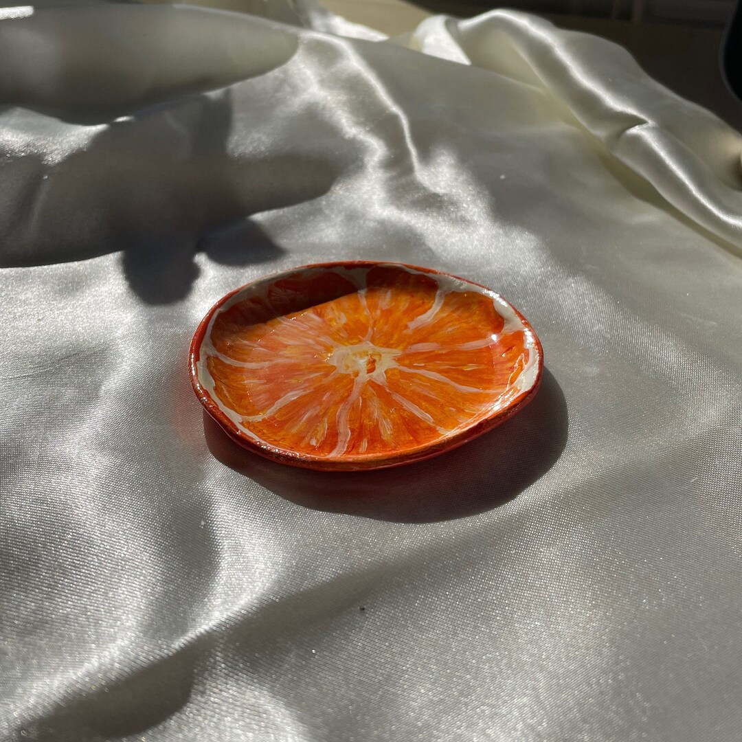Hand-painted Fruit Themed Clay Orange Fruit Ring/trinket Dish - Etsy UK