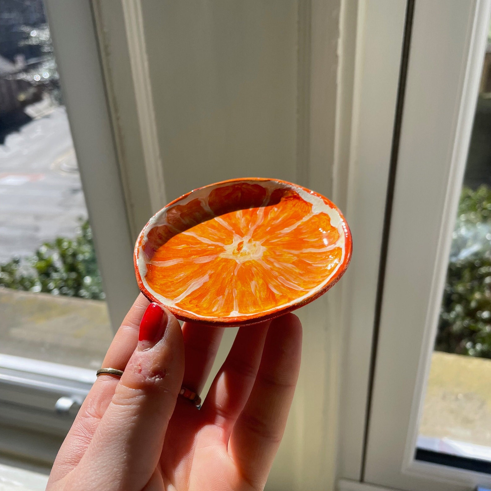 Hand-painted Fruit Themed Clay Orange Fruit Ring/trinket Dish - Etsy UK