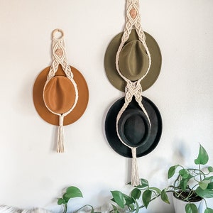 Crystal Macrame Hat Hangers | Crystal Hat Hanger | Boho Hat Hanger | Hat Holder | Hat Rack | Boho Decor| Custom |Single/Double/Triple