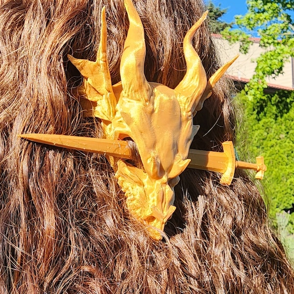 Dragon Hair Piece with Sword