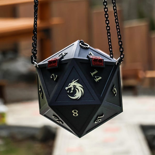 Bolso/cartera D20 - Accesorio de moda para frikis de DnD - Regalo de duende de dados