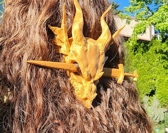 Dragon Hair Piece with Sword