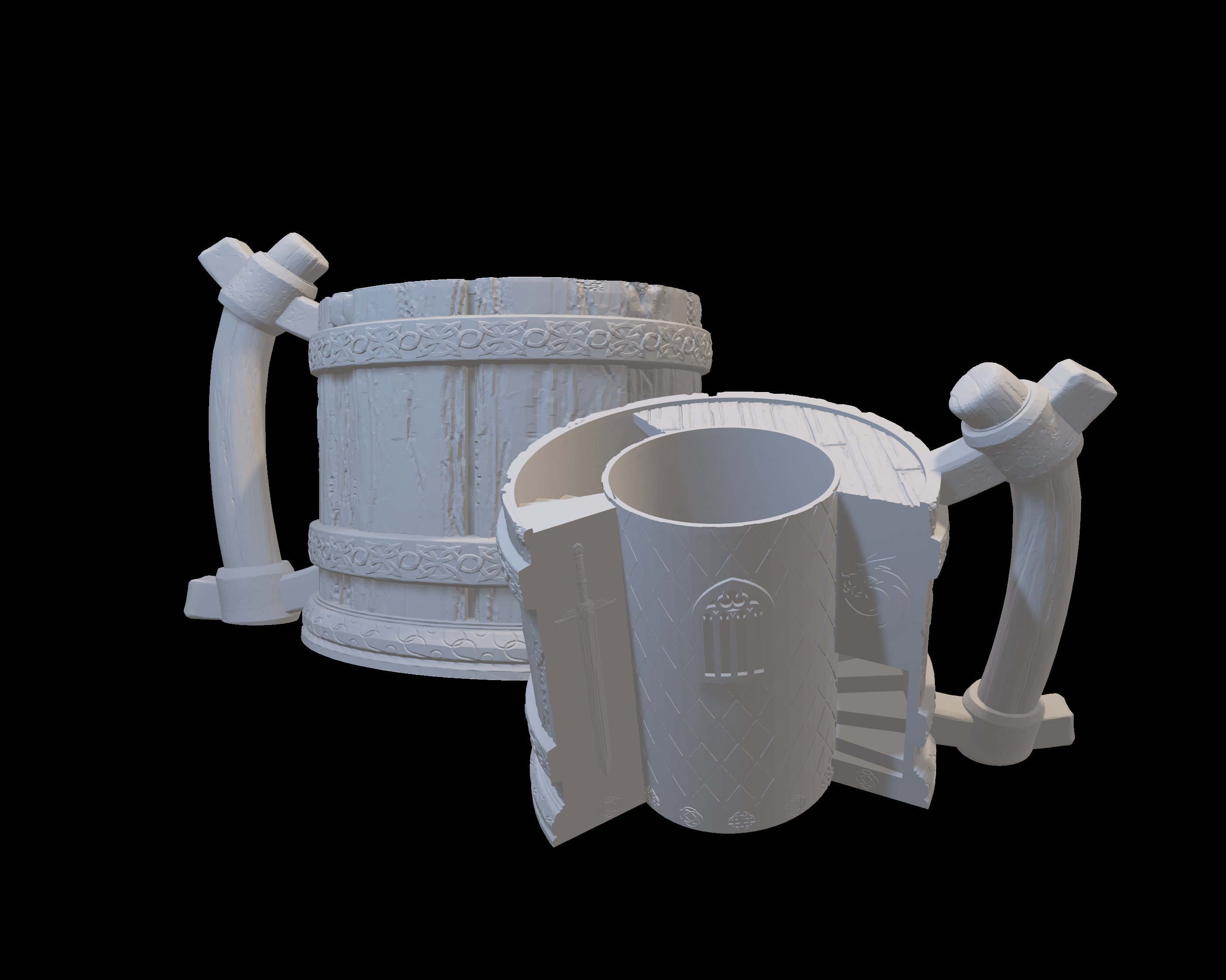 Support-free STL for Deluxe Can Holding Dice Tower with Tray to 3D print it yourself