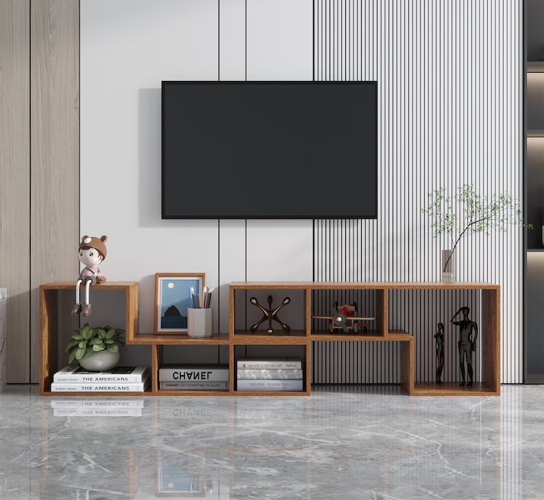 Double Lshaped TV Stands Entertainment Media Center Flat Etsy