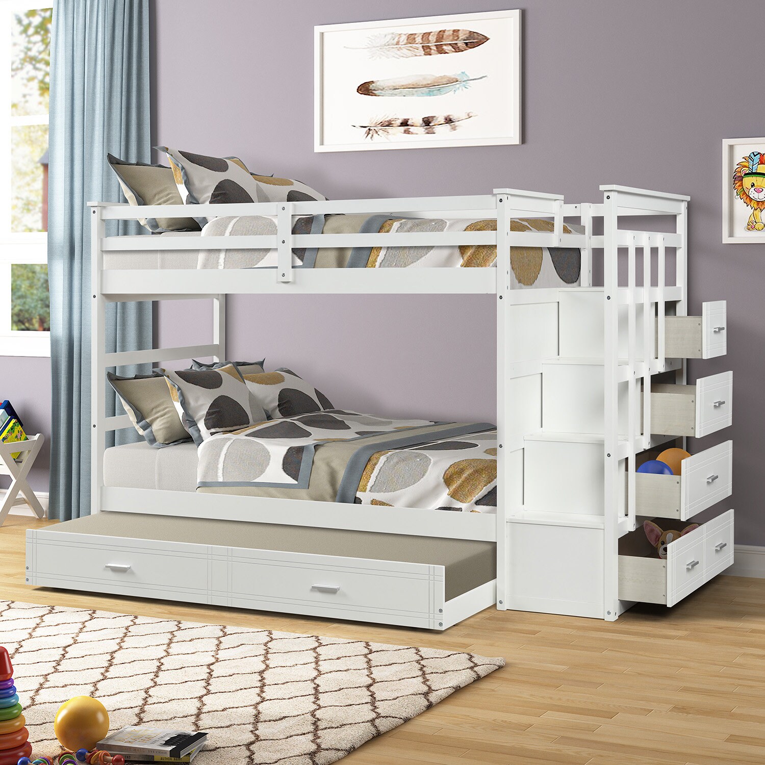 Bunk Bed for Kids Solid Wood Bed Twin Size Bed Twin Floor Etsy