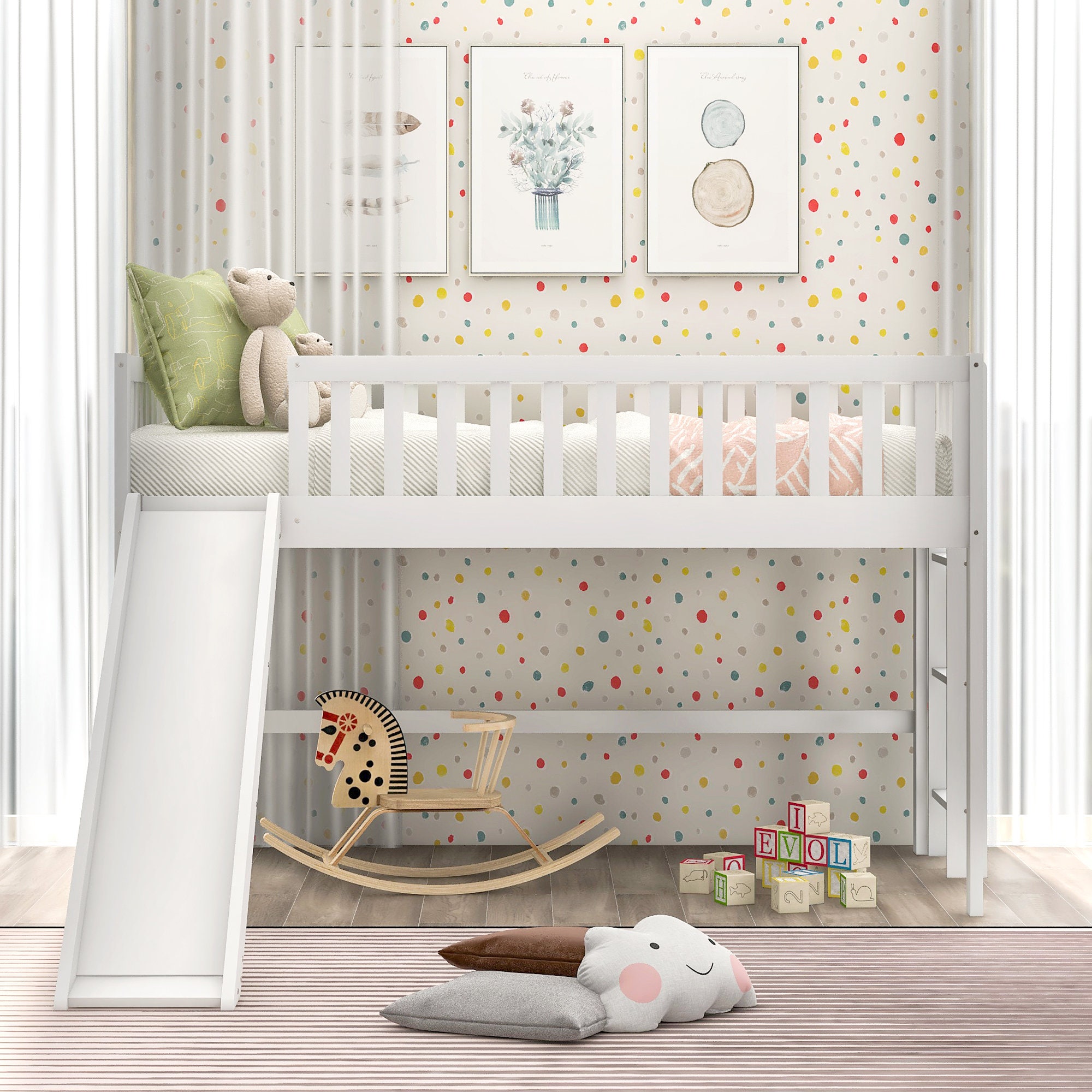 Twin Size Loft Bed Toddler Bed Twin Floor Bed Kid's Etsy