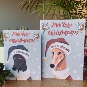 Carte de Noël de lévrier, désolé j'ai mangé vos mincepies ! pack de 5 cartes