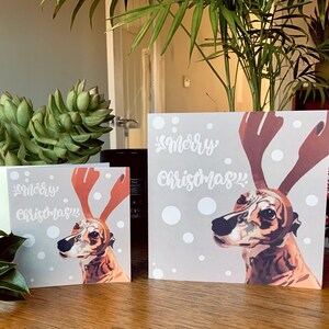 Windhund Rentier Weihnachtskarten, quadratisch, 5er Pack