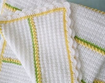 Crochet baby blanket, handmade, acrylic yarn, 90cm square, unisex blanket, baby gift, baby shower, newborn