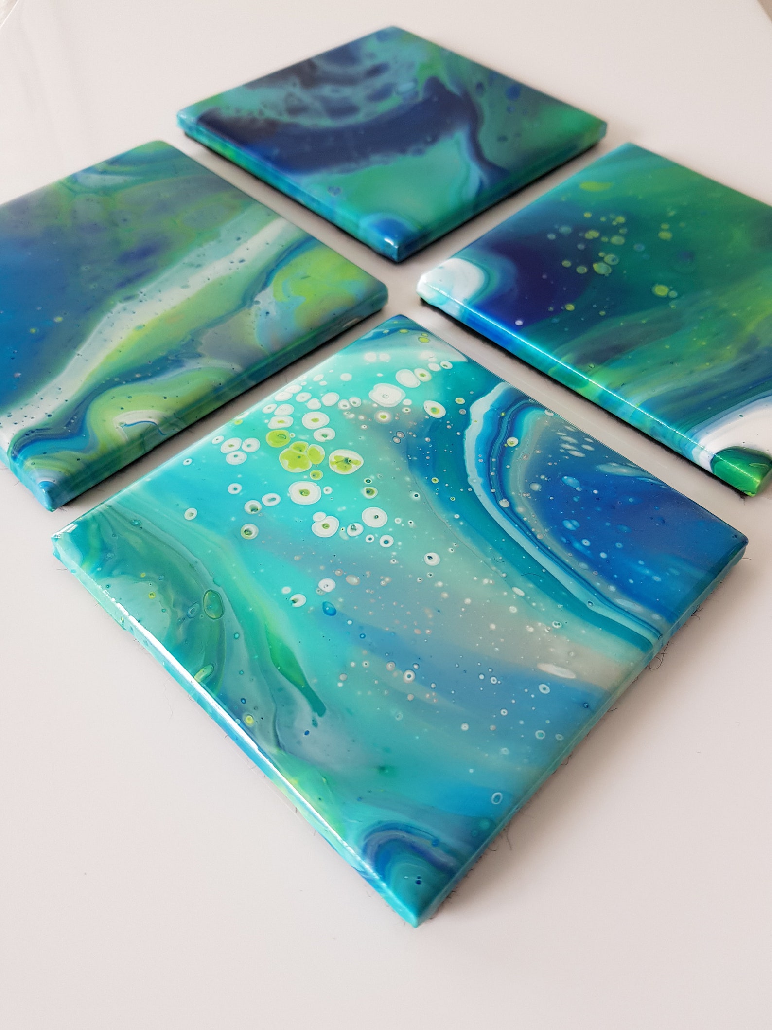 Fluid Art Coasters, Resin Coasters, Tile Coasters, Square Coasters, Art
