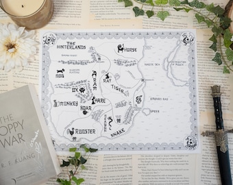 The Poppy War Map Print | hand drawn art print