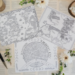 Pacote de mapas de Sarah J Maas | A Court of Thorns and Roses, Throne of Glass, Crescent City | impressões de arte desenhadas à mão