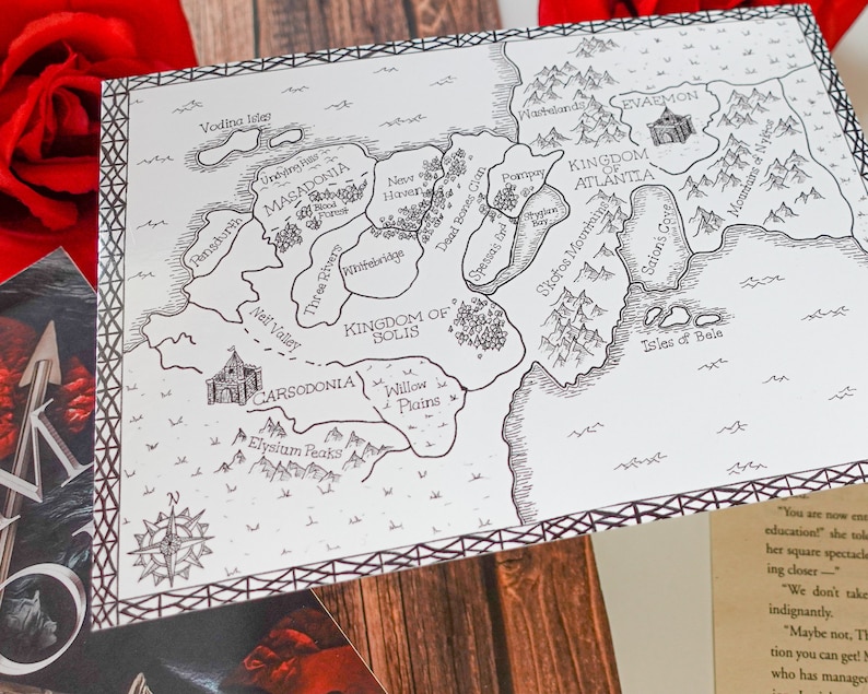Blood and Ash Map Print Hand Drawn Art Print Etsy