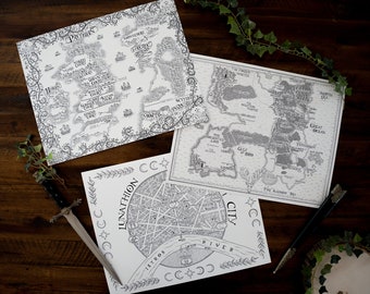 Sarah J Maas map bundle | A Court of Thorns and Roses, Throne of Glass, Crescent City | 11x14 hand drawn art prints