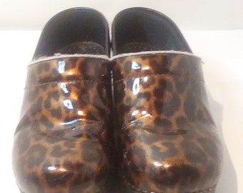 leopard print nursing clogs