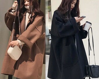 thin black coat womens