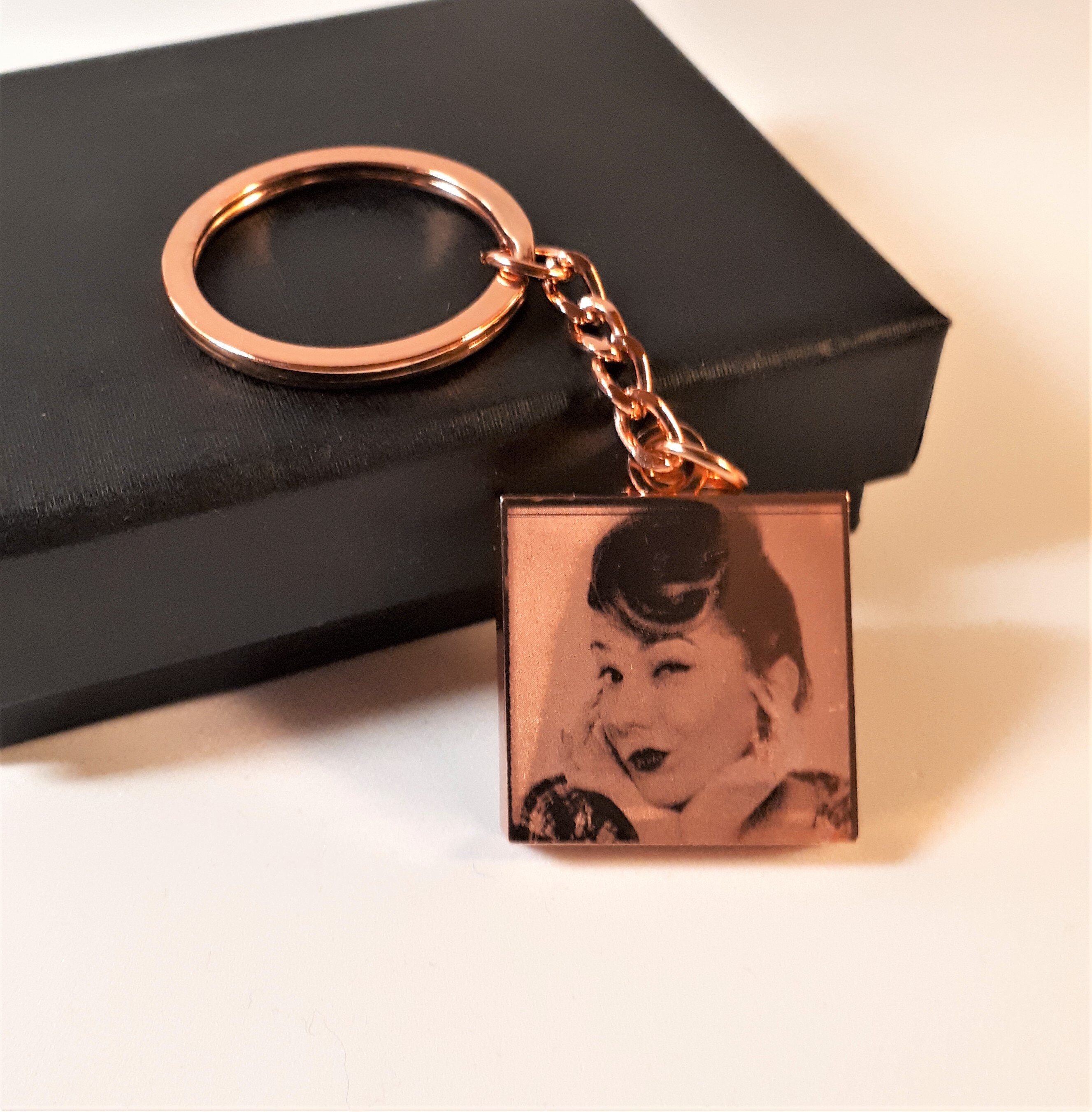 Engraved Photo Keyring Personalised Image & Text Engraved Etsy