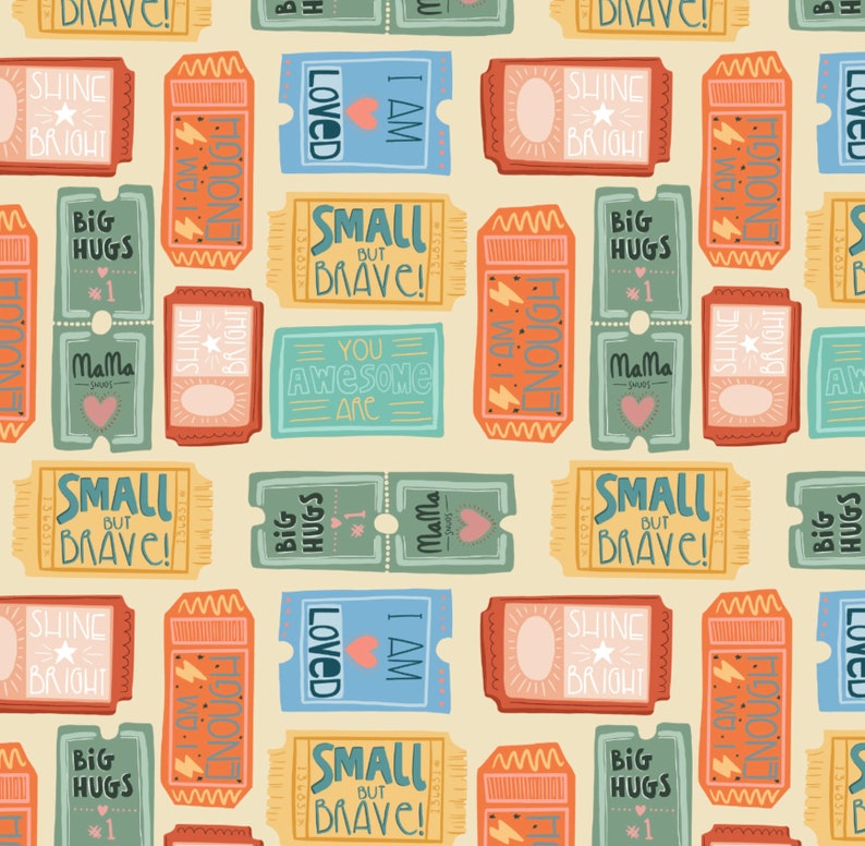 Kids Affirmation Print, Fabric Design, Seamless Pattern, Surface ...