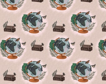 Chameleon traveller, Seamless pattern, fabric design, Non-Exclusive ,Digital downloads