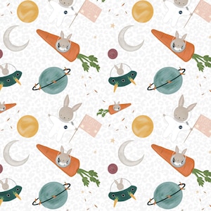 Space bunny, astronaut, animal clip art, cute animal illustration, Seamless Pattern, Digital Download, Non-Exclusive design.