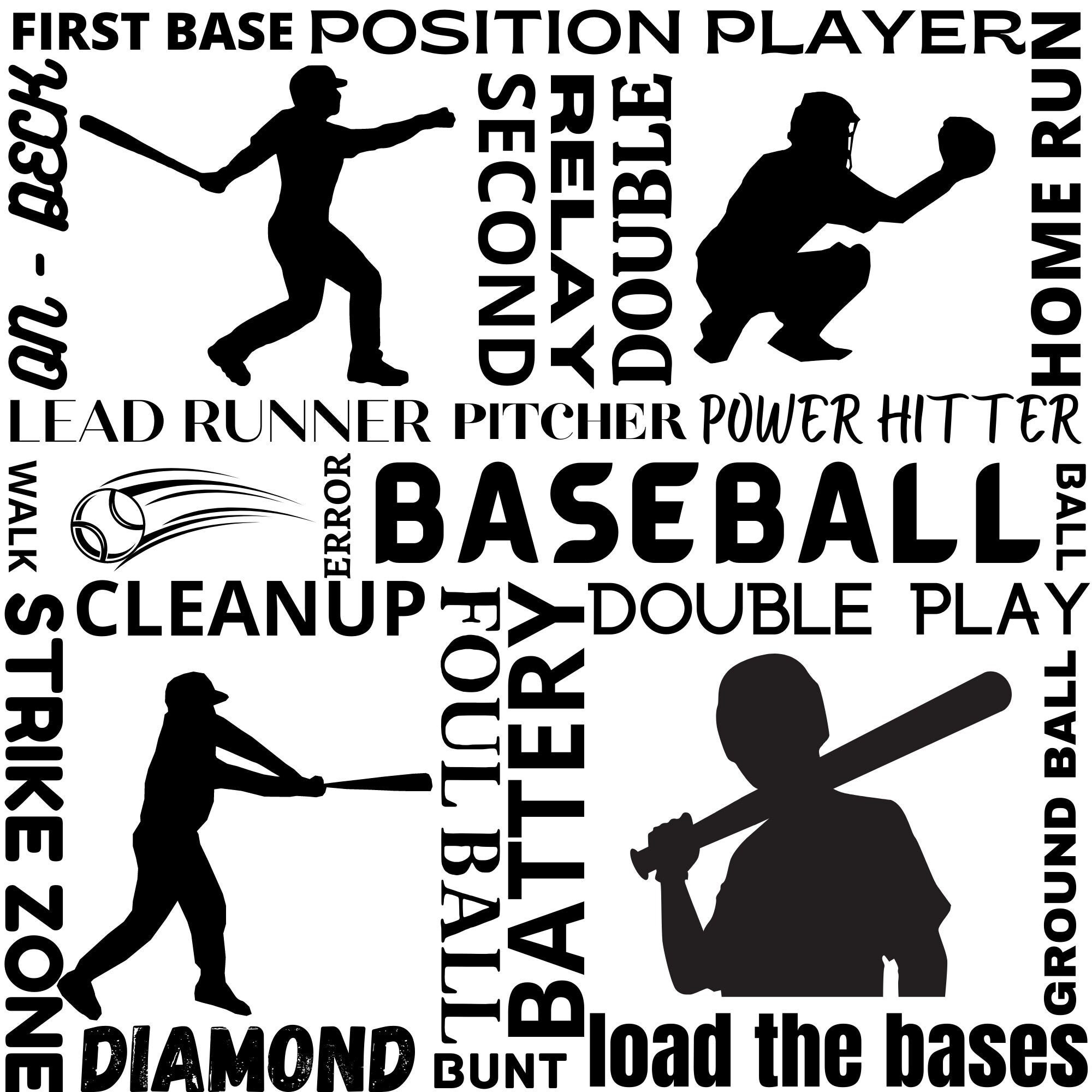 Printable Baseball Word Art Svg to Use on All Kinds of Items Etsy