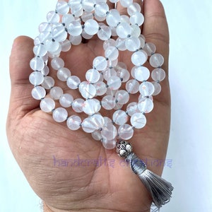 Moonstone Mala Beads | 108 Mala Necklace | Knotted Mala | Tassel Necklace | Meditation Beads Spiritual Jewelry Boho Rosary | Gift Item