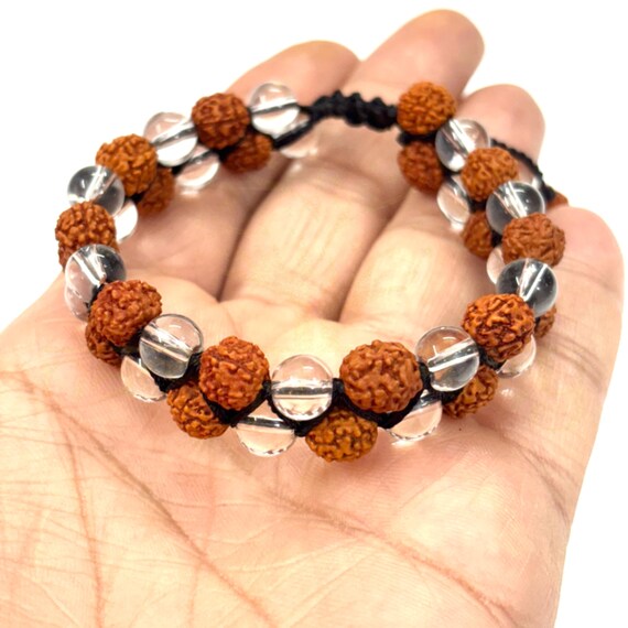 ハンドメイド ナチュラル 8 mm ミックスフェイス ルドラークシャ