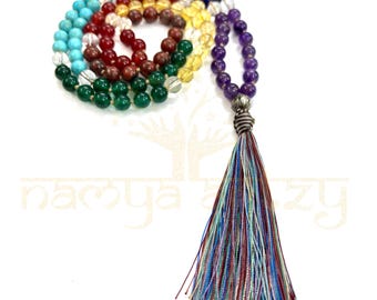 Collier Mala Zen En Bois Avec Perles Turquoise Et Symbole Yin Yang - Longueur Modulable