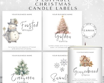 Christmas Candle Label Template Canva, Holiday Editable Candle Label Template Printable, Instant Download Label for Christmas Edit and Print