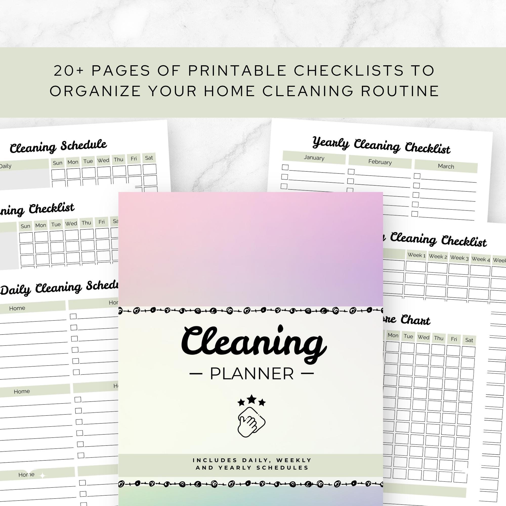 Home Cleaning Checklist Bundle, A4, Letter, Happy Planner Classic ...