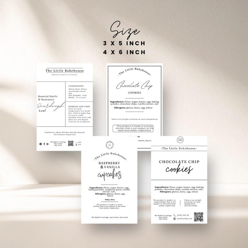 Cottage Bakery Food Label Bundle, Editable Micro Bakery or Farmers ...