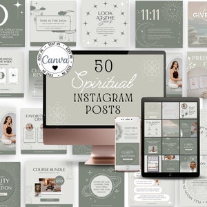 Instagram Posts Templates Spiritual, Spiritual Social Media Editable Posts, Astrology, Zodiac, Crystal, Spiritual Canva Templates