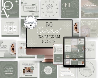 Instagram Posts Templates Spiritual, Spiritual Social Media Editable Posts, Astrology, Zodiac, Crystal, Spiritual Canva Templates