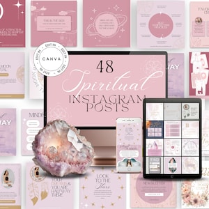 Instagram Posts Templates Spiritual, Spiritual Social Media Editable Posts, Astrology, Zodiac, Crystal, Spiritual Canva Templates