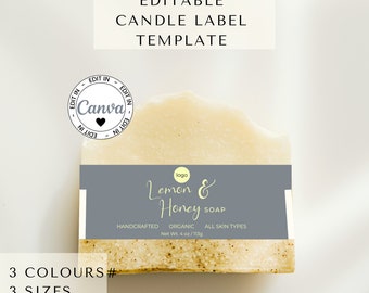 Editable Soap Label Template, Handcrafted Soap Product Label, Artisan Soap Bar Label, Canva Soap Label Template, Printable