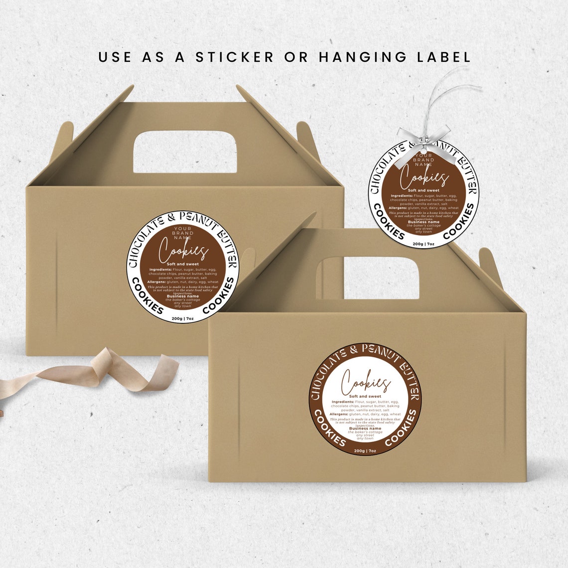 Two Part Label Customizable Cottage Law Label Template, Editable Round Label, Customizable Sticker ...