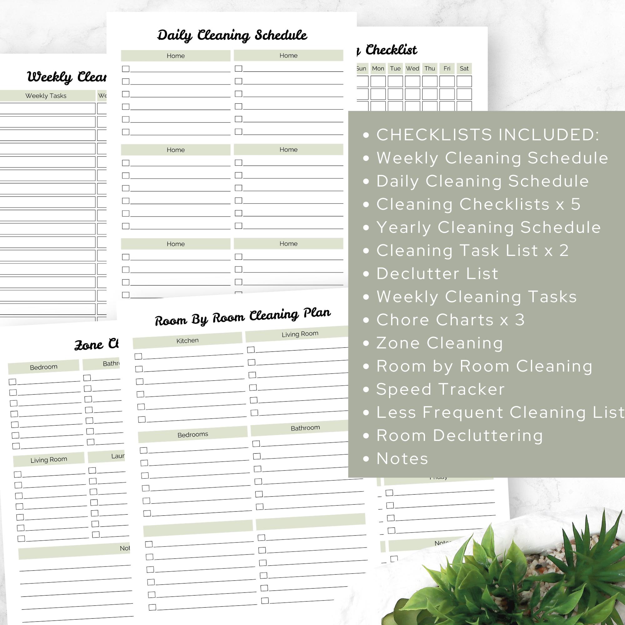 Home Cleaning Checklist Bundle, A4, Letter, Happy Planner Classic ...