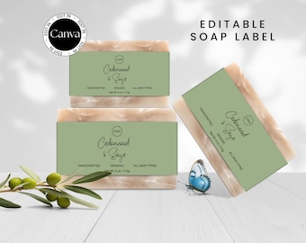 Handmade Soap Bar Label Template, Editable Soap Label Belly Band, Label for Handcrafted Soap, Artisan Soap Bar Label, Canva Soap Label