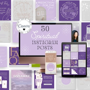 Instagram Posts Templates Spiritual, Spiritual Social Media Editable Posts, Astrology, Zodiac, Crystal, Spiritual Canva Templates