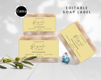 Custom Soap Bar Labels, Editable Soap Label Template, Label for Handcrafted Soap, Artisan Soap Bar Label, Canva Soap Label Template
