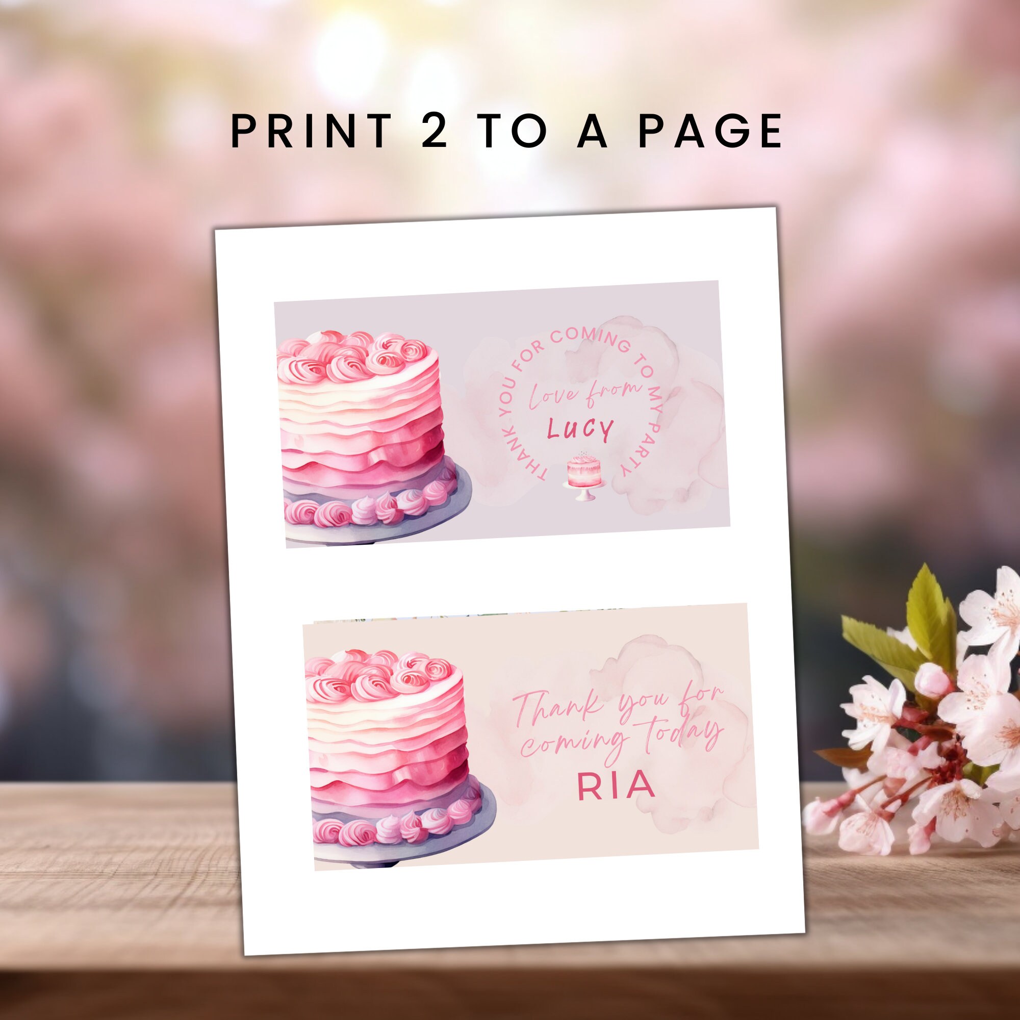 Pink Cake Party Gable Box Label Printable, EDITABLE Birthday Cake Party ...