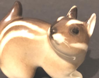 Lomonosov Porcelain Chipmunk Figurine: USSR Vintage Collectible