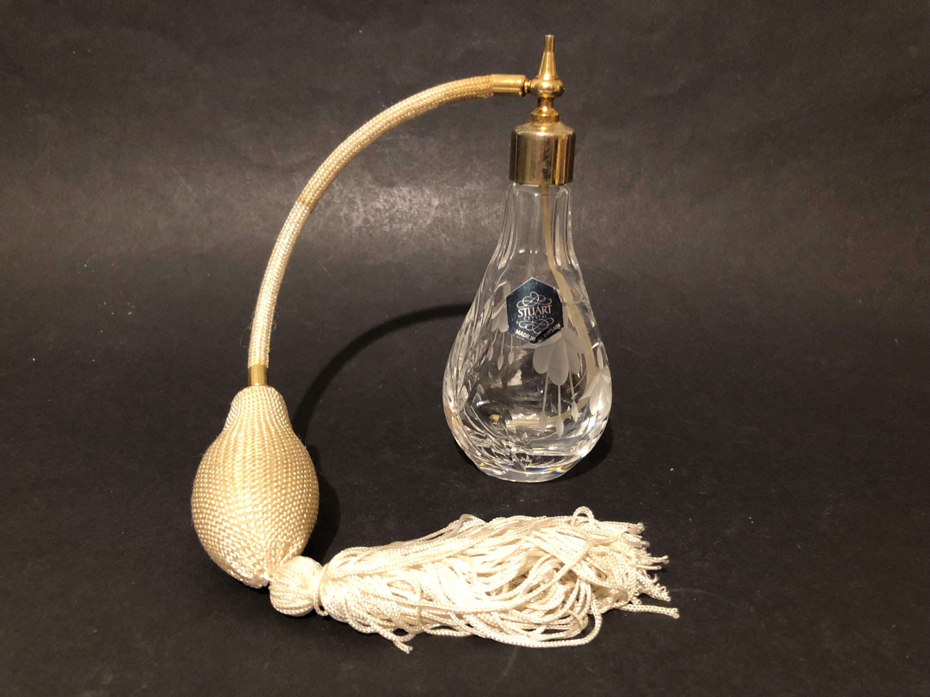 Stuart Crystal Glass Atomiser Perfume Bottle With Fuchsia Flower