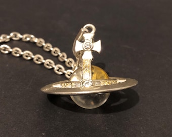 Orb and Cross Silver Tone Pendant, River Island Chain