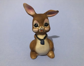 Vintage German Porcelain Bunny Figurine: 1950s-60s Collectible