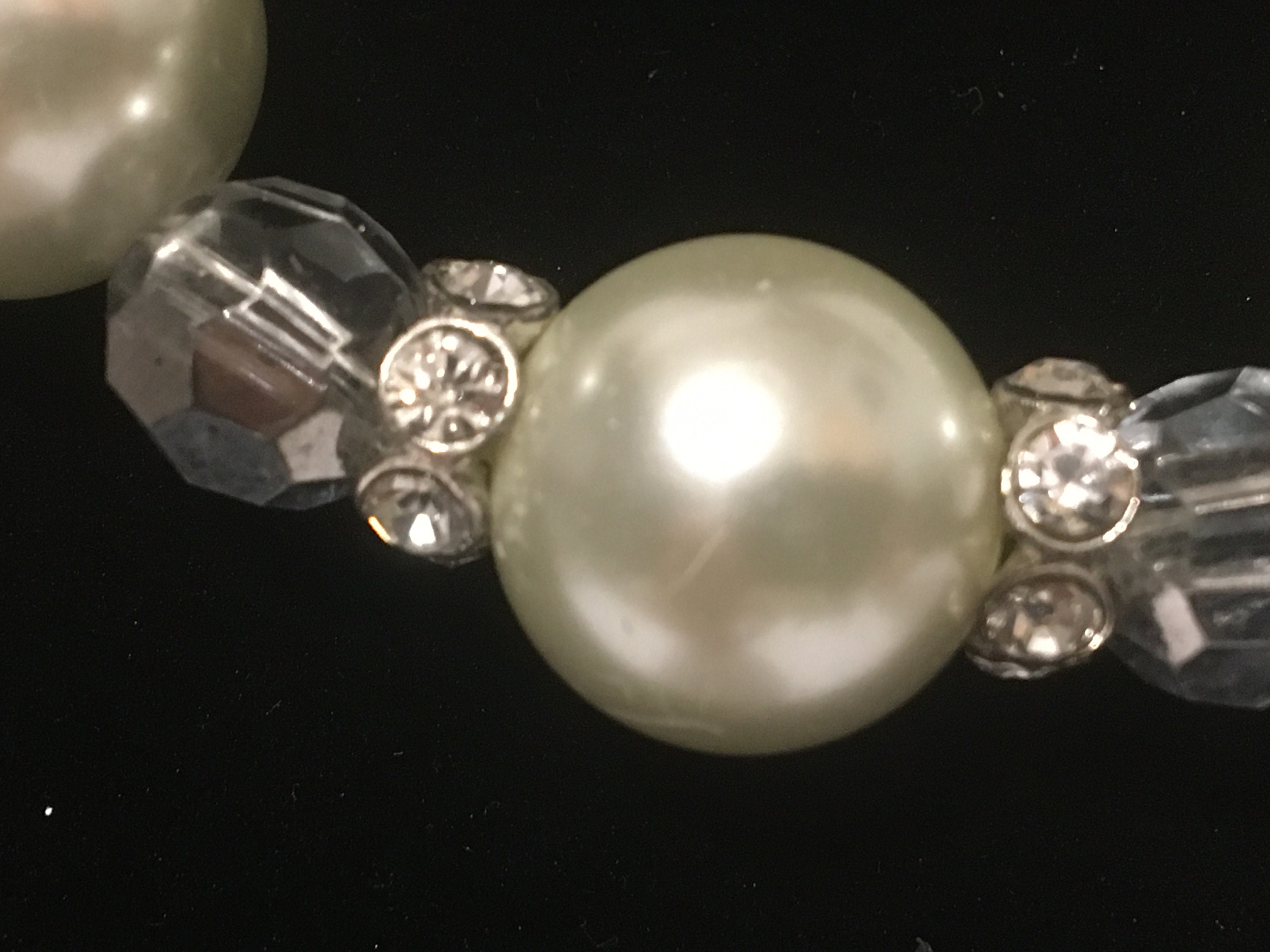 Costume Jewellery Pearl Style Necklace With Sparkly Stones Etsy UK