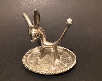 Selon- Silver plated Donkey ring holder - made in England with felt base- Circa 1960s